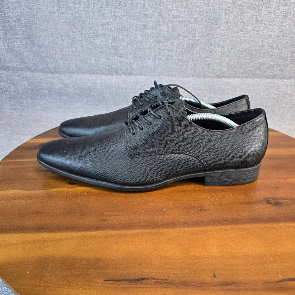 Abound Mens Black Textured Synthetic Lace Up Derby Dress Shoes Size 12M‎